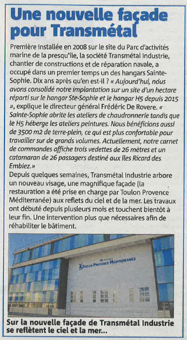 article var matin transmtal industrie nouvelle faade parc d'activits marines